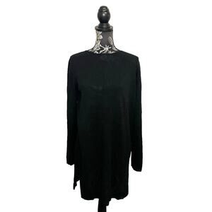 Marina Rinaldi Knit Sweater Dress Midi Side Slits Black Minimalist Italy Small
